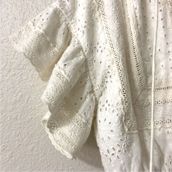 Alice & Olivia Tabitha Eyelet Embroidered Top in Off White, Size XS - Picture 6 of 10